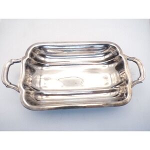 Vintage Silver Plated Serving Dish with Handles Rectangular Tureen 101